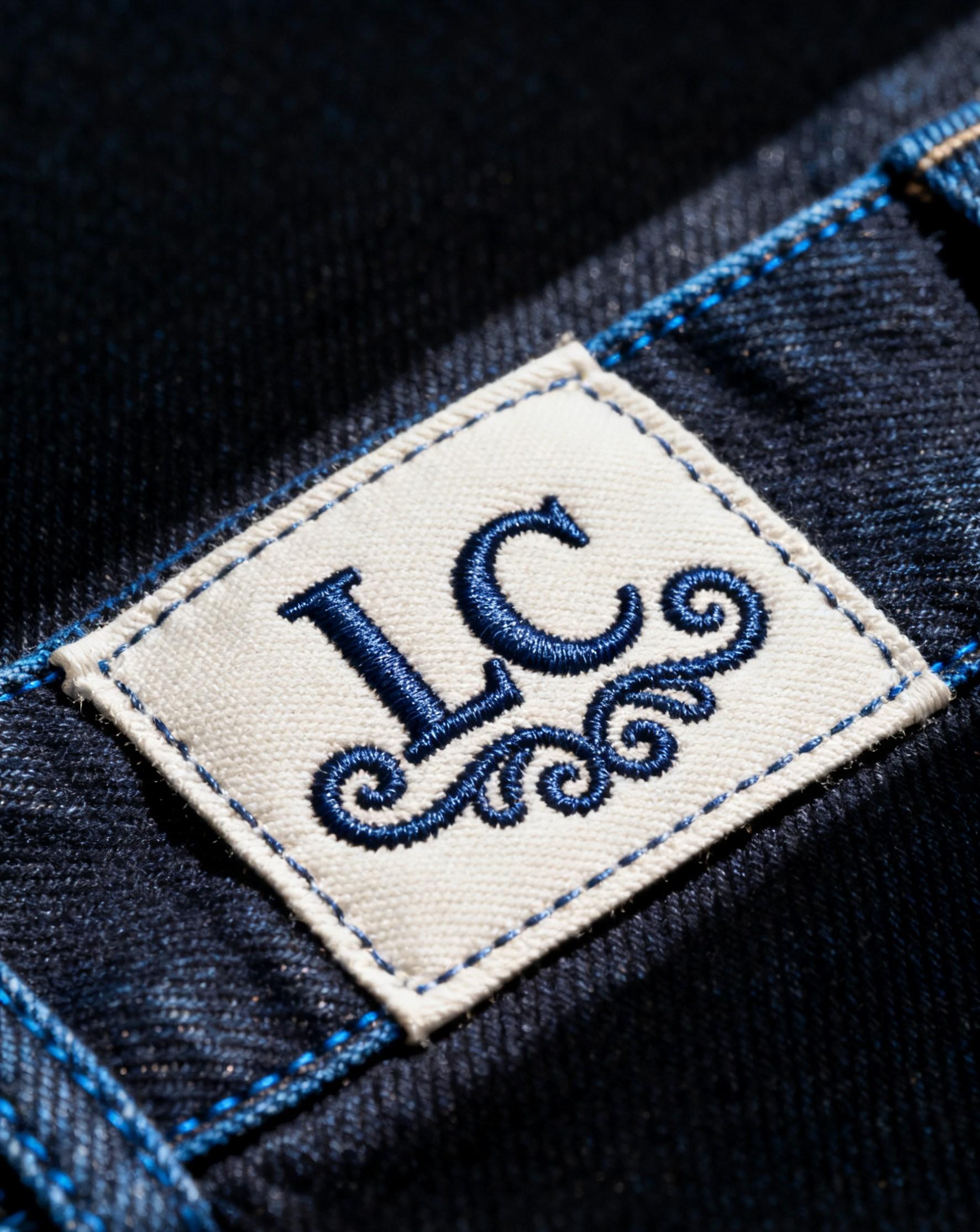 Custom embroidered fabric label on clothing